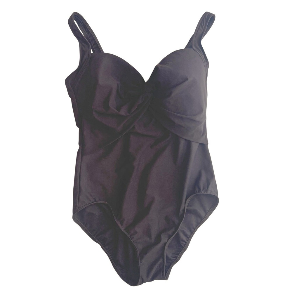 Miraclesuit Brown Twist Front Underwire One Piece Swimsuit 61275 Womens 14